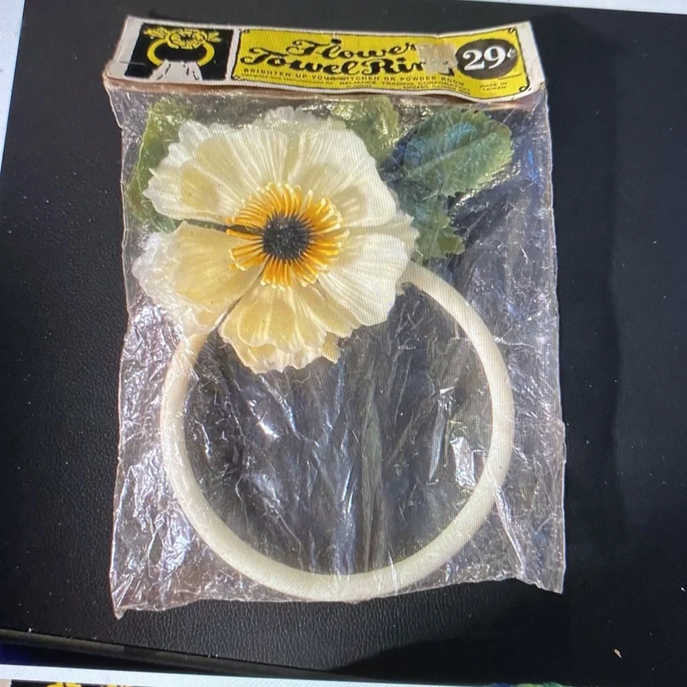 Vintage towel ring holder wall hook large
